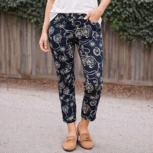 BASLER Navy Printed Ankle Pants 12
